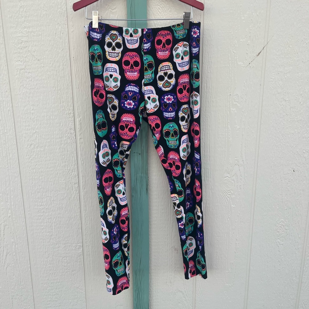 Colorful Sugar skull leggings Large 11-13